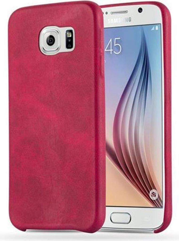 Cadorabo Schutzhülle für Samsung Galaxy S6 Hülle in Rot Hard Case Handyhülle Kunstleder Etui
