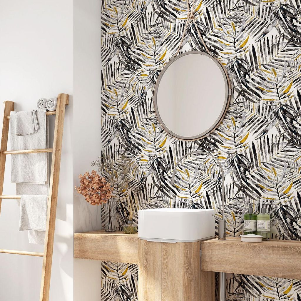 Klebefolie für Badezimmer - Lumaléa - Tropische Bl?tter - Klebefolie + MATTE Schutzfolie - 70 x 70 cm