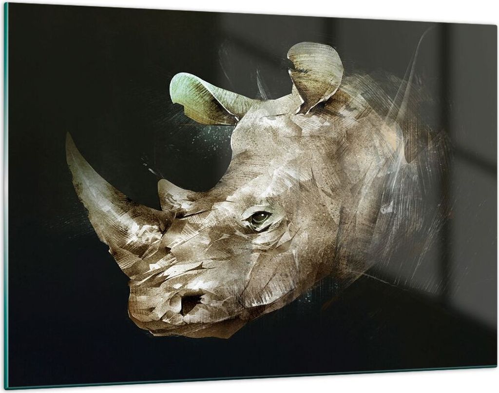Bilder auf glas - Tier Abstraktion - 120x80cm - Glasbilder - Wandbilder - Kunstdruck - zum Aufhängen bereit - Wanddekoration aus Glas - Glas Bilde...