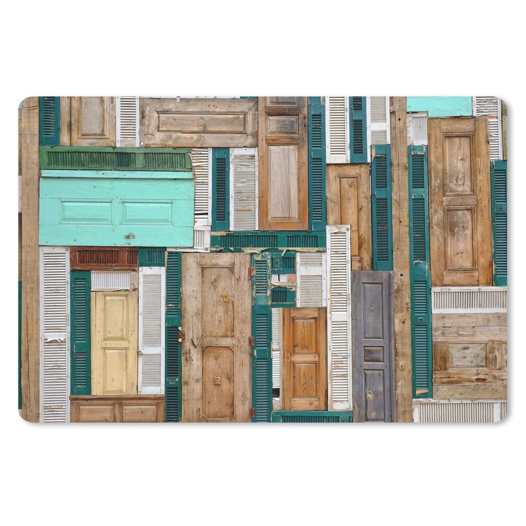 MuchoWow Schreibtischunterlage Türen - Architektur - Grün - Braun - Antiquitäten 60x40 cm - XXL Mauspad - Großes Mauspad