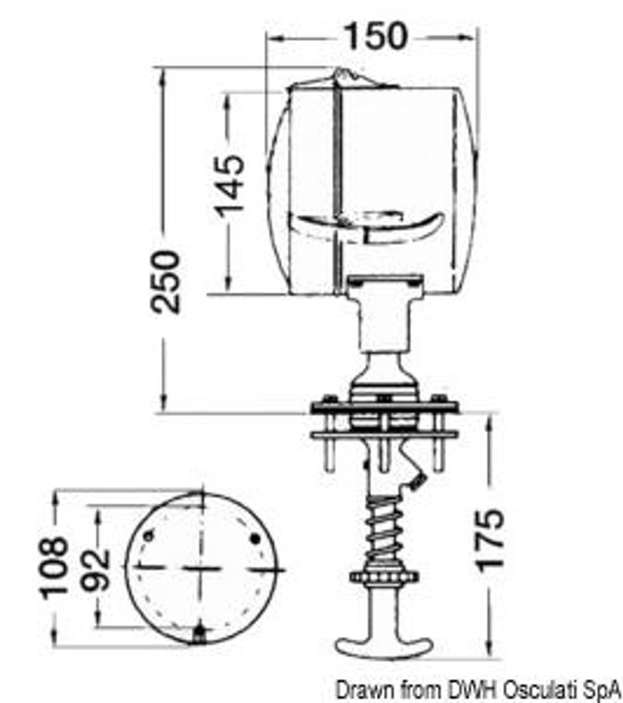 DHR Leuchte adjustable from inside 12/24 V 24 W Osculati 13.242.13