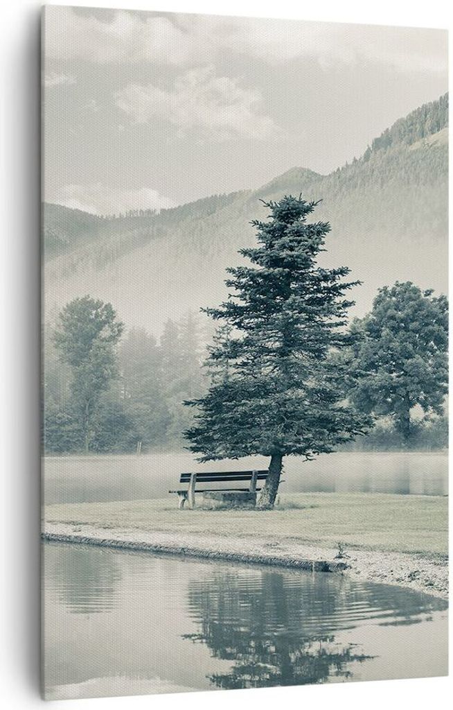 Bild auf Leinwand - Leinwandbild - Einteilig - Cool Landschaft Berge - 80x120cm - Wand Bild - Wanddeko - Wandbilder - Leinwanddruck - Wanddekoratio...