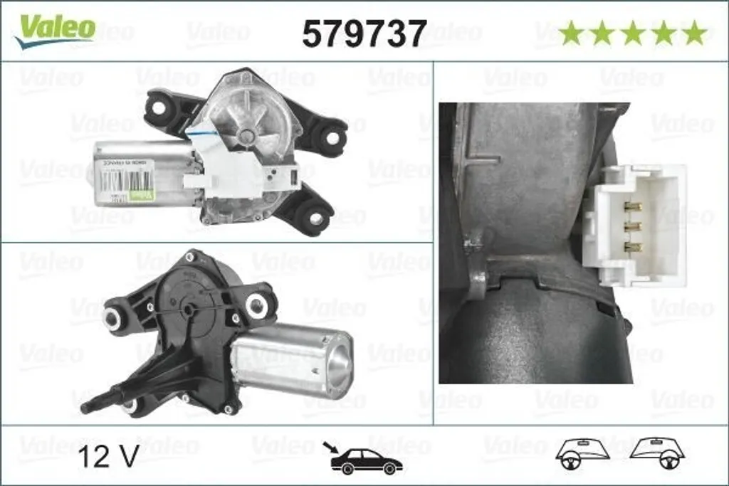 Moteur d'essuie-glace arrière Laguna 2 - Pièce de rechange Valeo 579737