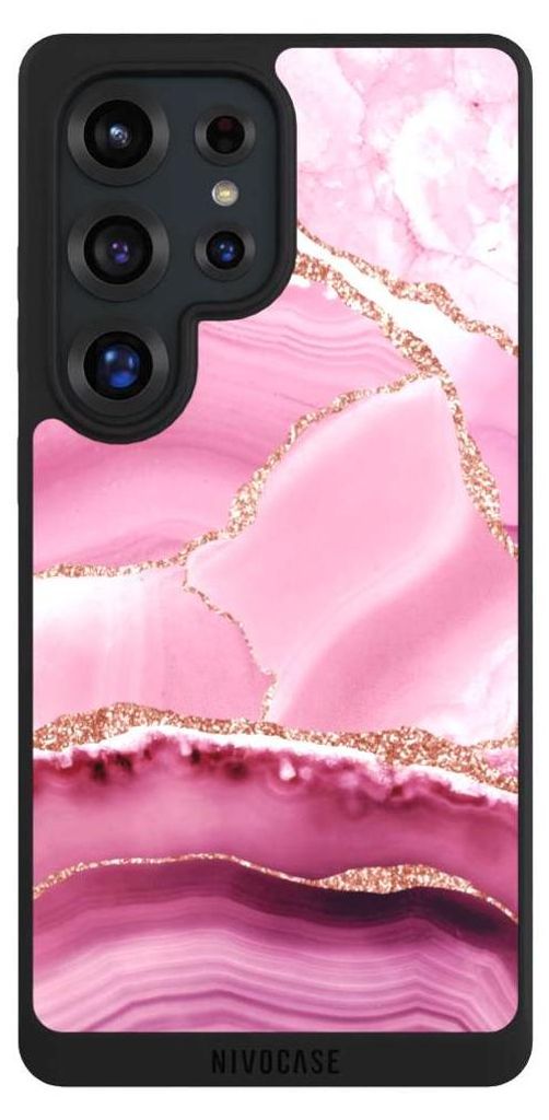 NIVOCASE Handyhülle für Samsung Galaxy S25 Ultra Hülle NIVOpure Case Schwarz Glitzer Look Marmor Meerjungfrau