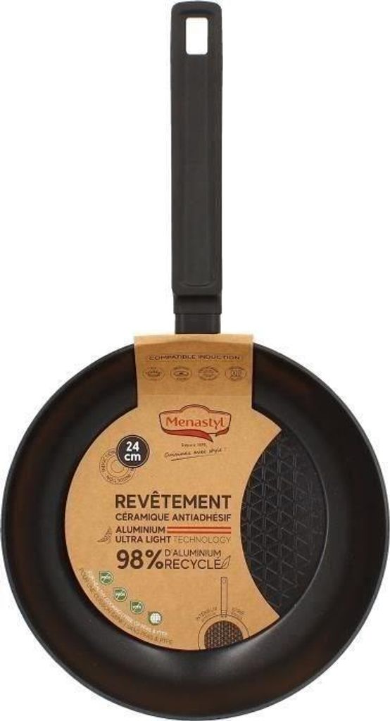 Poêle en Aluminium Forgé Menastyl, 24 cm, Noir, Tous Feux Image du produit 