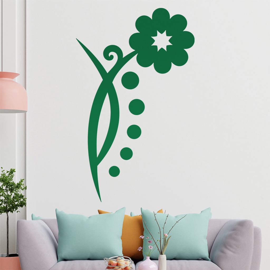 Blume - Linien Punkte Wandtattoo in 6 Größen - Wandaufkleber Wall Sticker - Dekoration, Küche, Wohnzimmer, Schlafzimmer, Badezimmer