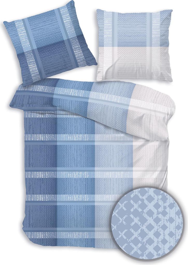 Dobnig Bettwäsche Flanell - Karo 200 x 200 cm blau Karo,blau,weiß