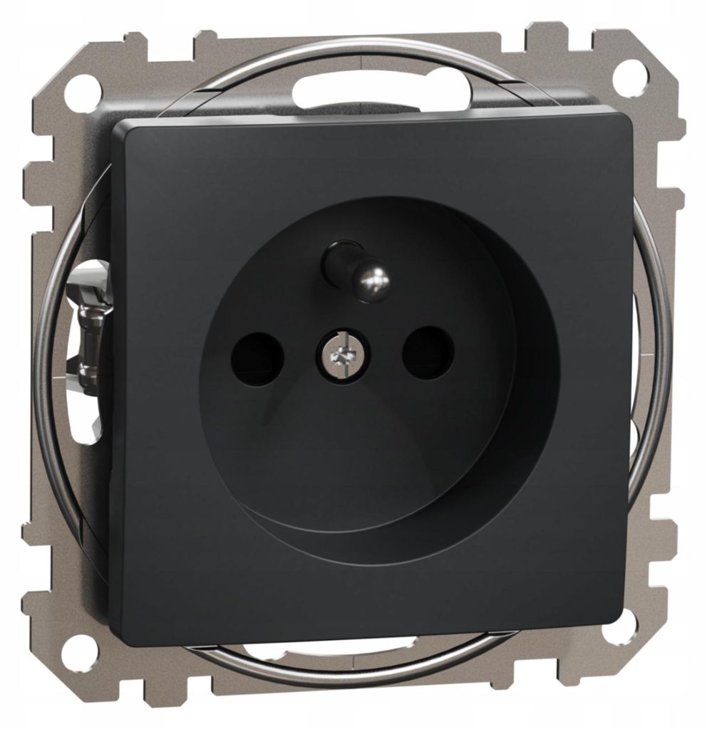 Einzelsteckdose mit Erdung, schwarz anthrazit, Sedna Design&Elements SDD114012 Schneider