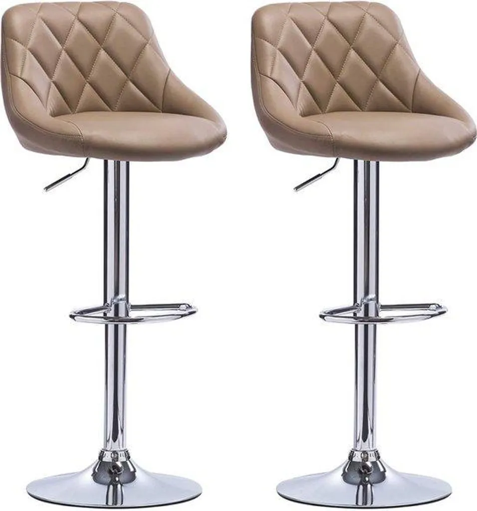 Tabouret de bar ergonomique beige avec dossier réglable - Lot de 2