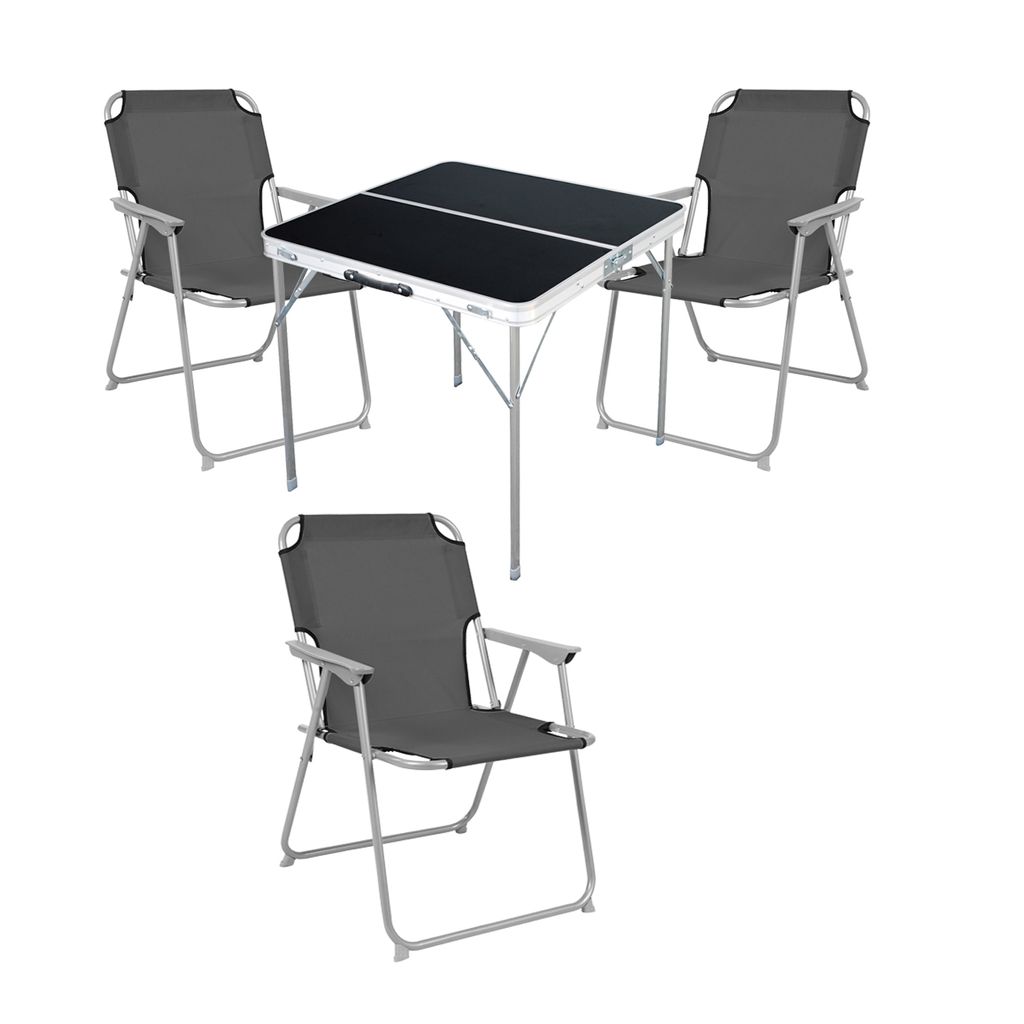 4-teiliges Campingmöbel Set Alu L80xB80xH70cm Anthrazit