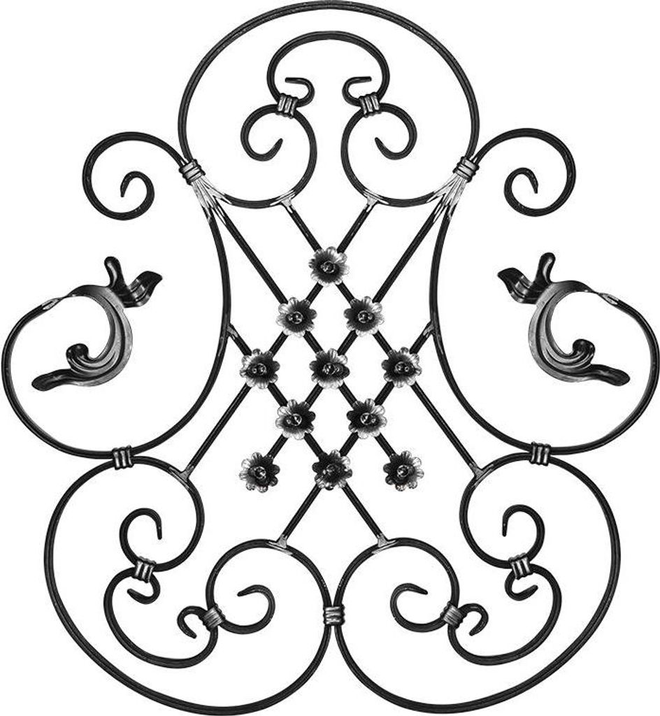 LogistSystem - Schmiedeeisen Ornament Eisen geschmiedet 710x640mm - z.B. als Element für Fenstergitter - Geländer - Zaun - Tor - Rosetten - Gitte...