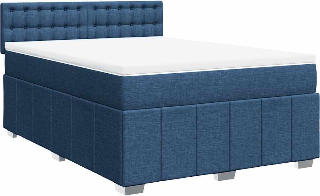 vidaXL Boxspringbett mit Matratze Blau 140x190 cm Stoff
