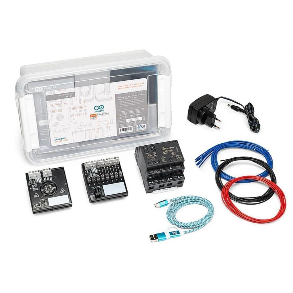 Arduino SPS Starter Kit, Lehrmaterialien mit Opta WiFi, 8 Eingänge 0-10V, 4 Relaisausgänge 250V 10A