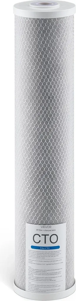 Cartuccia di ricambio VEVOR per il filtro dell'acqua per tutta la casa, 115 x 507 mm blocco di carbone CTO, filtro di ricambio per il sistema di filtraggio dell'acqua a 3 stadi, riduce il cloro, il sapore e l'odore cattivo