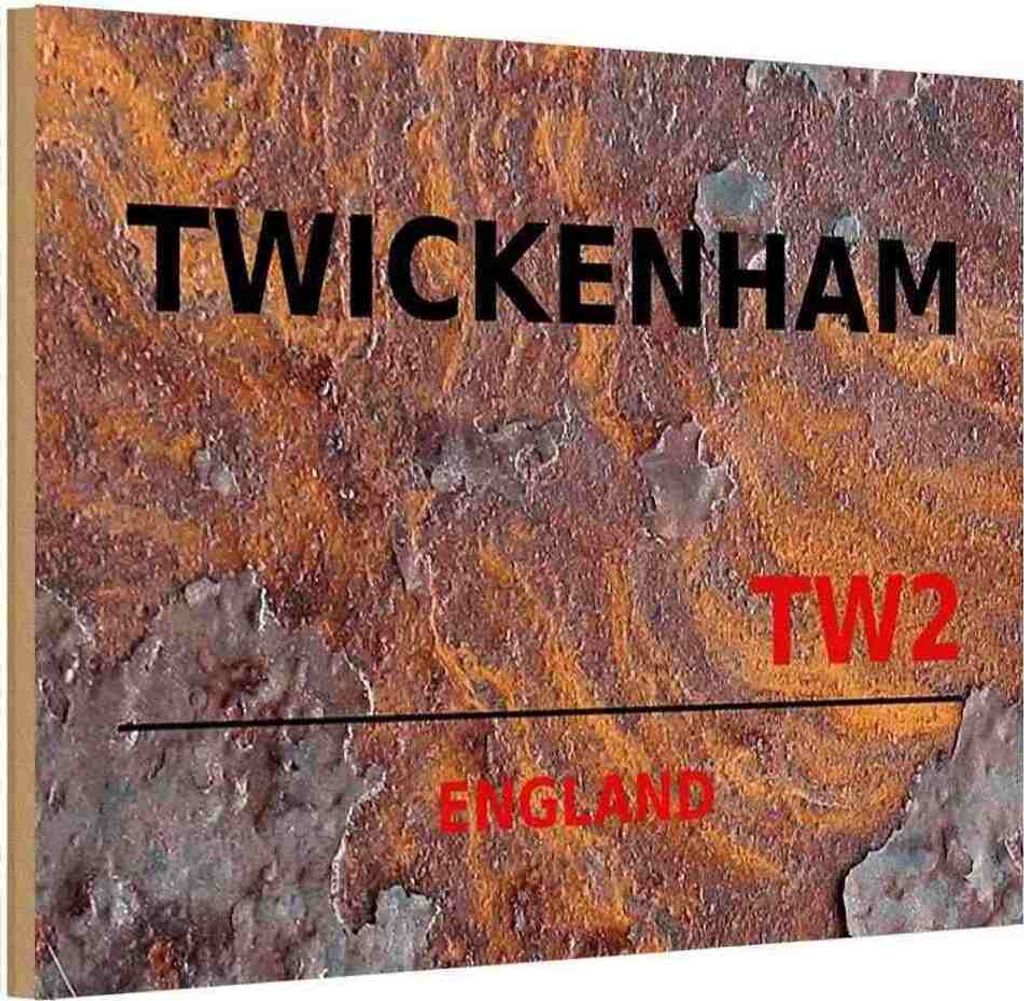 vianmo Holzschild 12x18 cm Twickenham TW2 Straße Stadt