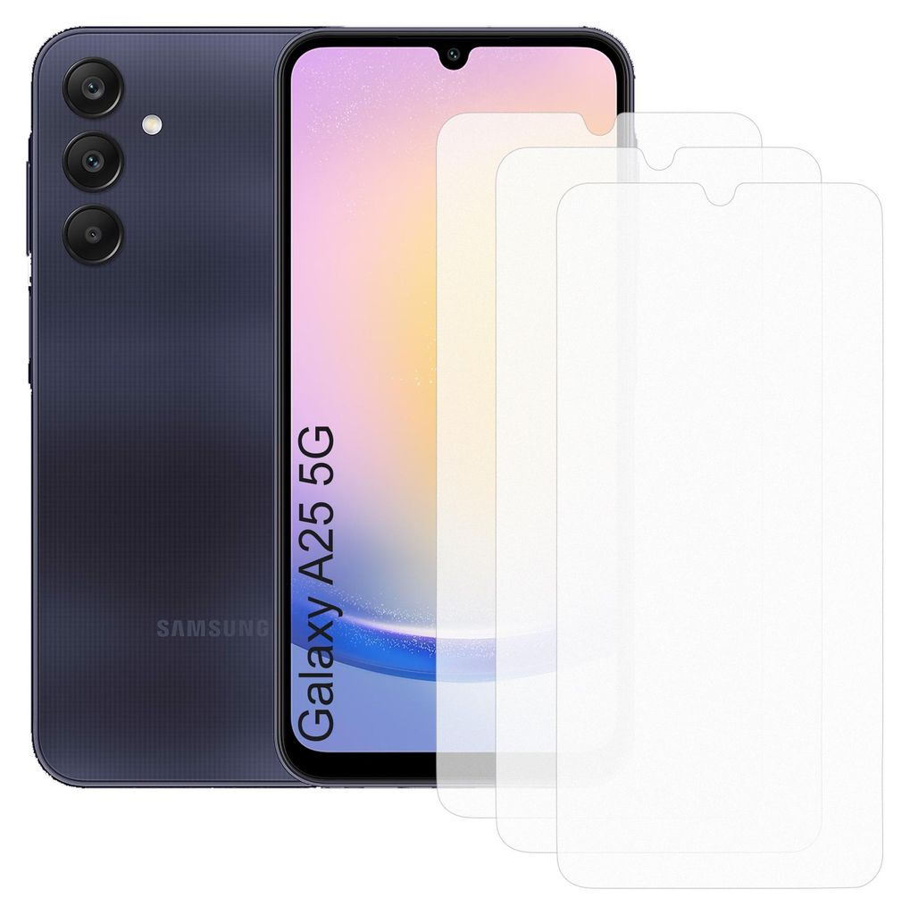 Drei Stück (3x) Display-Schutzfolie Displayschutz-Glas 9H Glas für Samsung Galaxy A25 5G