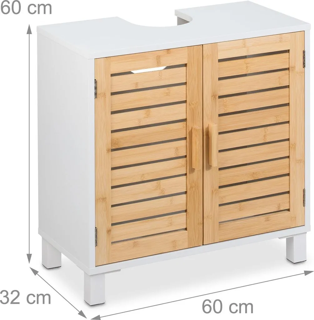 Meuble sous vasque en bambou style scandinave pour salle de bain Zen
