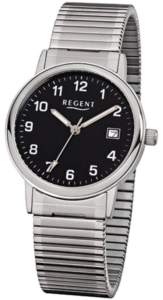Regent Herren Armbanduhr F-704 Edelstahl Zugband Produktbild 