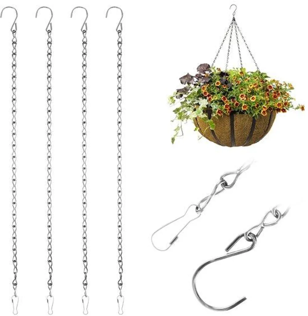 Chaînes noires anti-rouille pour fixer nichoirs et plantes suspendues