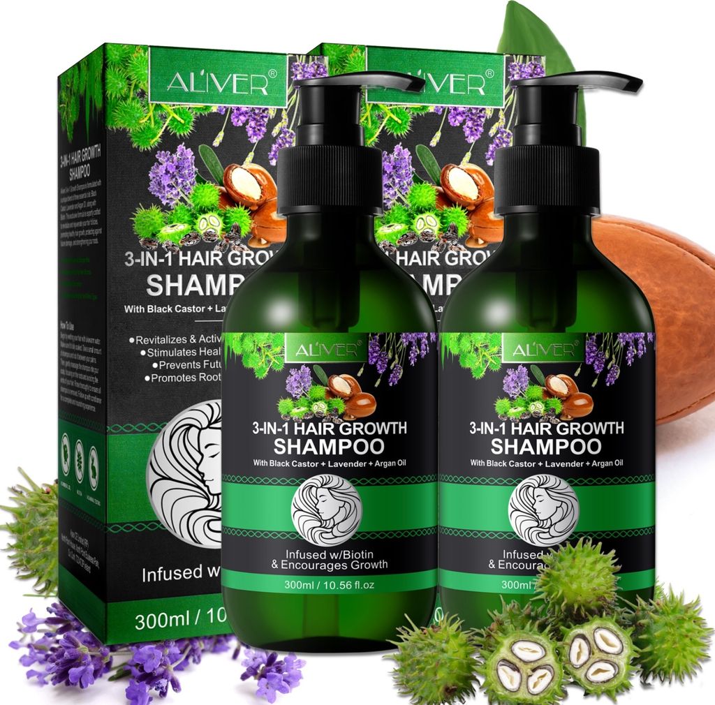 Shampoo 3-in-1 mit Rizinusöl Lavendelöl Arganöl Kopfhaut Produktbild 