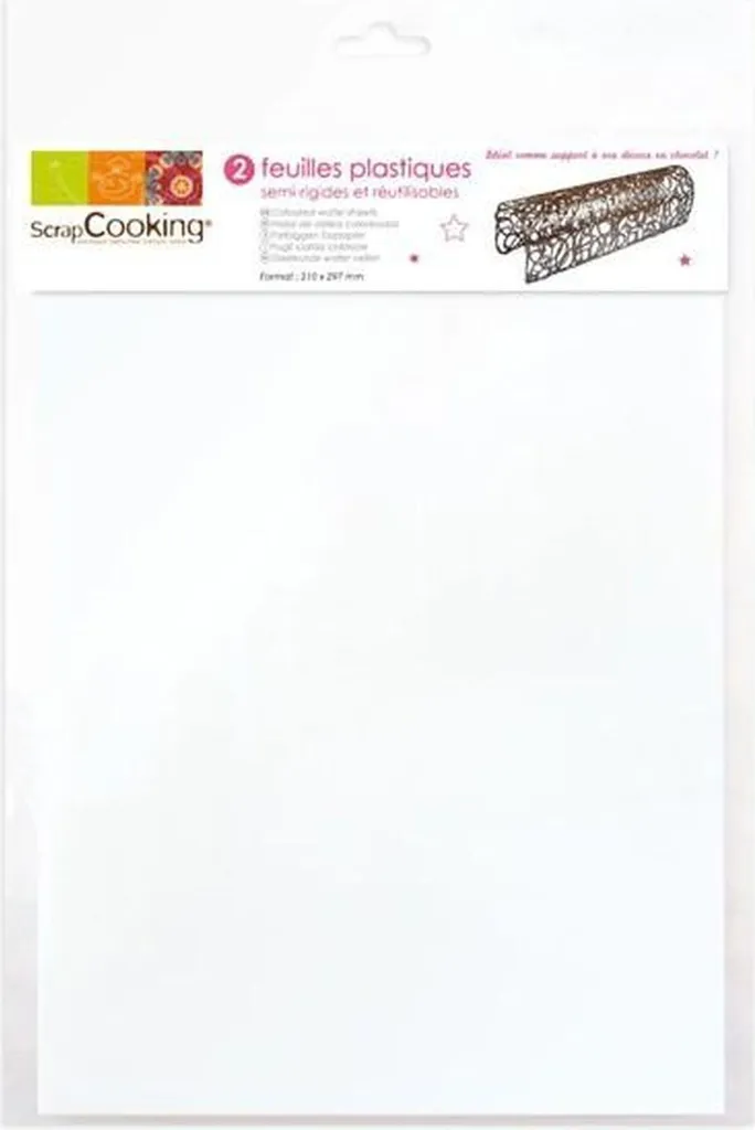 Lot de 8 feuilles guitare pour chocolat 40 x 25 cm en plastique rigide