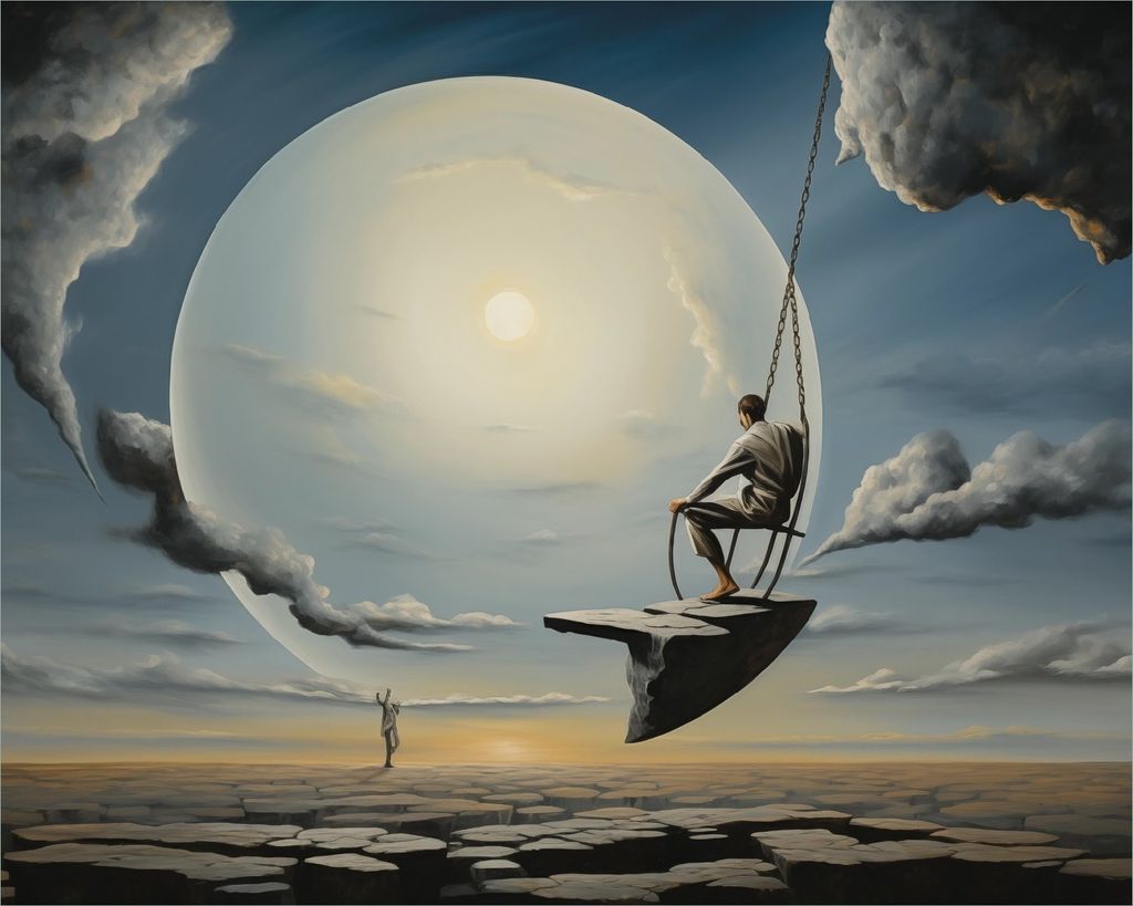 Wallario Poster - Schaukel am Himmelsrand, Kunstdruck Größe: 40 x 50 cm