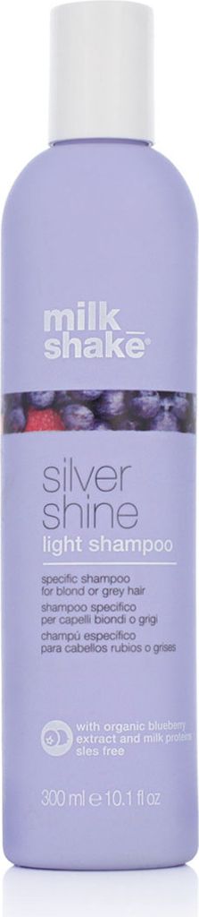 A product shot of a bottle of Milk_Shake Silver Shine Light Shampoo.