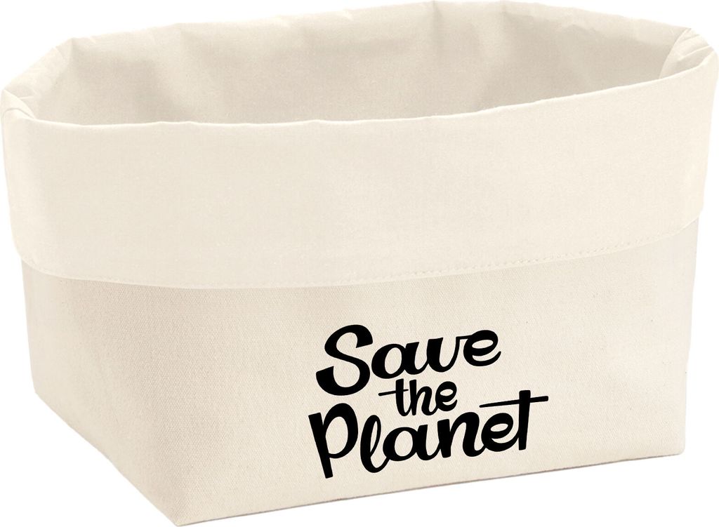 Huuraa Organizer Save the Planet Schriftzug 8 Liter Large Canvas Baumwolle Utensilo Geschenkidee