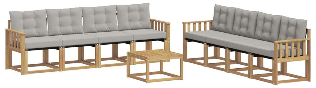 vidaXL Outdoor-Sofagarnitur mit Kissen 9 pcs Weiß und Hellgrau
