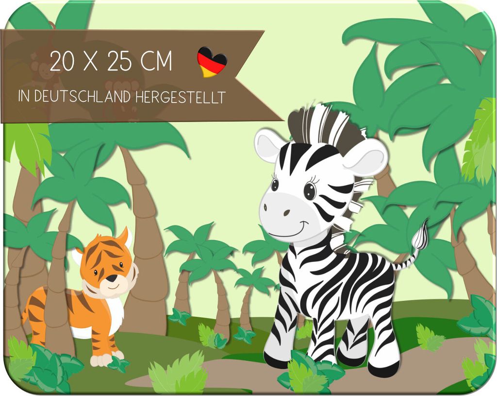 Kinder Frühstücksbrettchen Safari-Zebra , Brettchen Kunststoff, 20x25 cm
