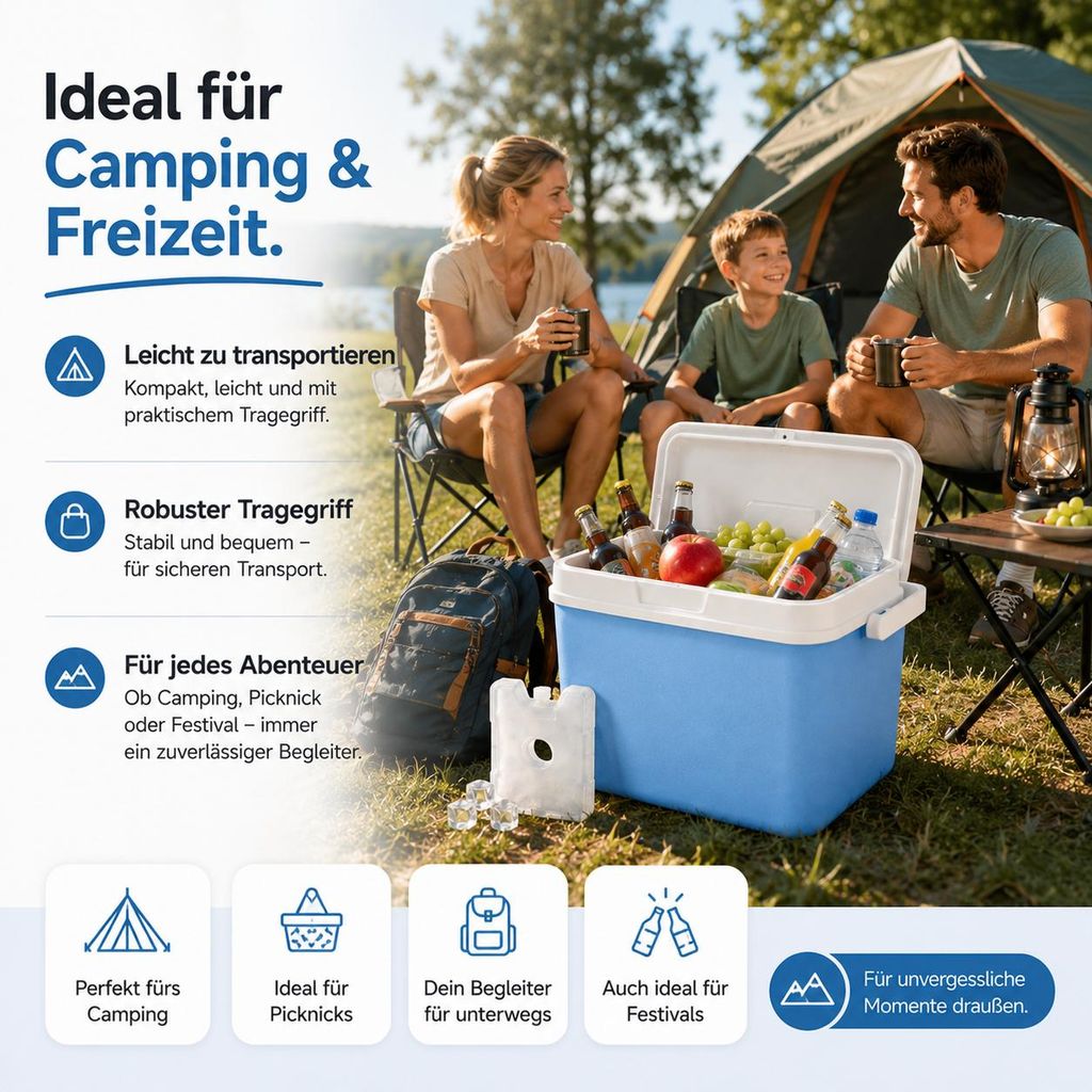 15L Kühlbox mit Kühlakku – Premium Kühltasche mit