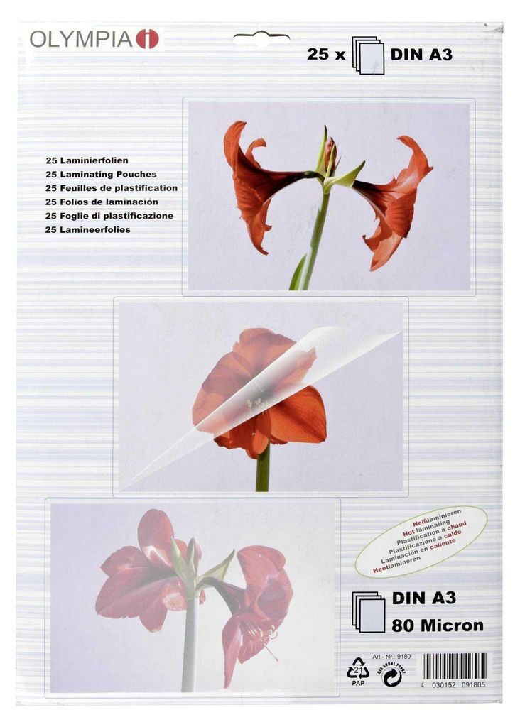 25x 1-PACK Laminierfolien A3, 303 x 426mm, 2x  75/80 mic, Produktbild 