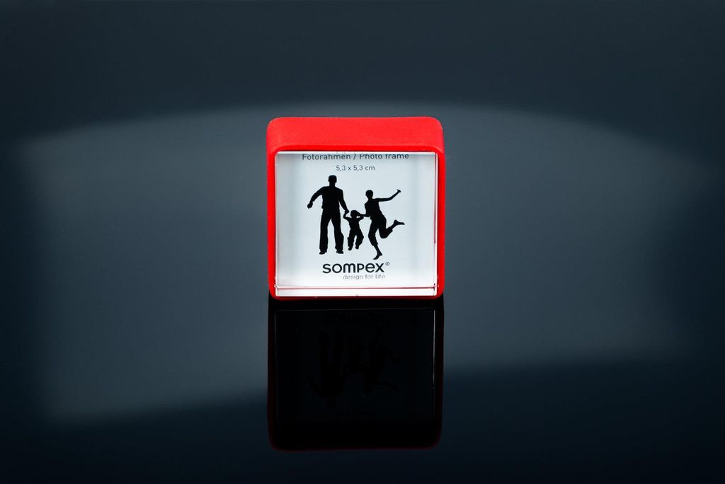 Mini Bilderrahmen beidseitig 5×5 cm rot Glas Silikonband Produktbild 