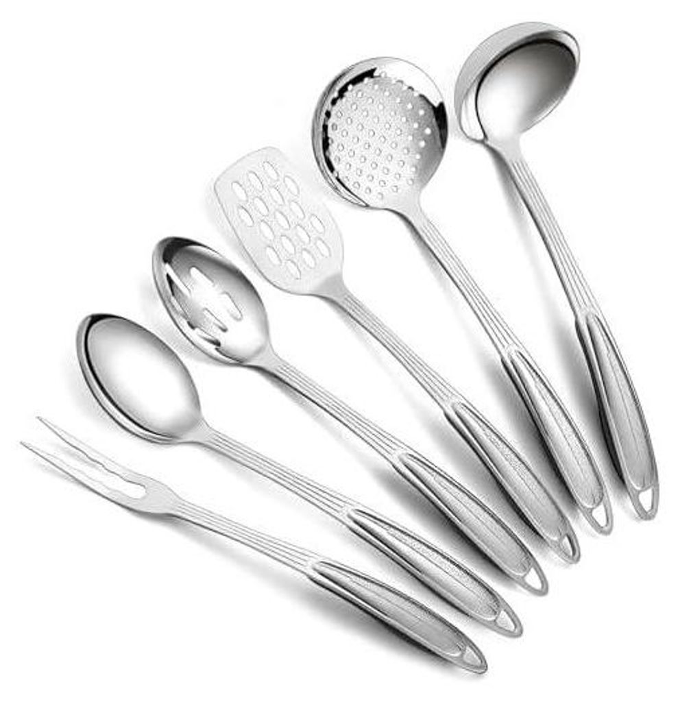 Berglander Edelstahl Küchenutensilien Set 6 teilig, Kochutensilien Sets, Küchenhelfer Essentials umfassen Metallspatel Set, Schaumlöffel, Schöp...