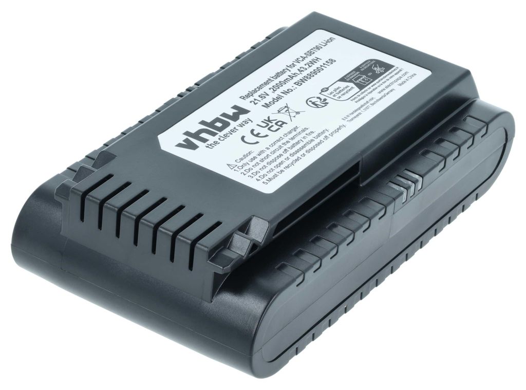 vhbw Akku Ersatz für Samsung DJ96-00221A, VCA-SBT90E/VT, DJ96-00227A, VCA-SBT90E, VCA-SBT90 für Staubsauger Schwarz (2000 mAh, 21,6 V, Li-Ion)