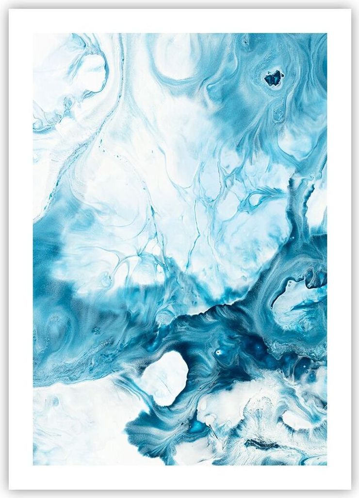 Poster - Poster ohne Rahmen - Abstraktion Flüssigkeit hellblau - 50x70 cm - Wand Bild - Wanddeko - Wandbilder - Kunstposter - Wandposter - Bilder ...