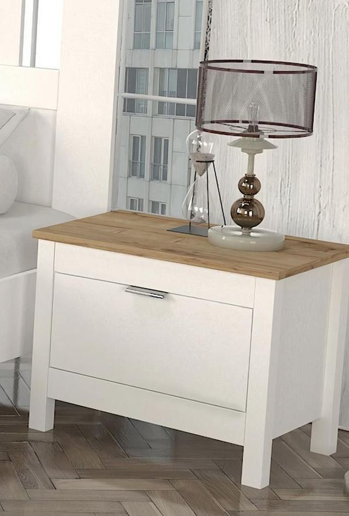 4tlg Schlafzimmer Set Bett + 2x Nachttische + Kommode Luxus Moderne Möbel