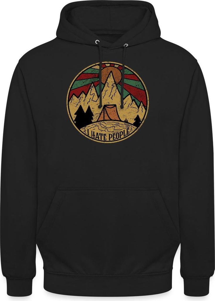 Spreadshirt I Hate People - Ich Hasse Menschen - Camping Uni Hoodie, XXL, Schwarz