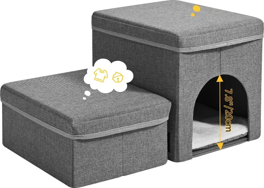 Rampe d'accès et escalier pour chien et chat - Modèle stable polyvalent gris