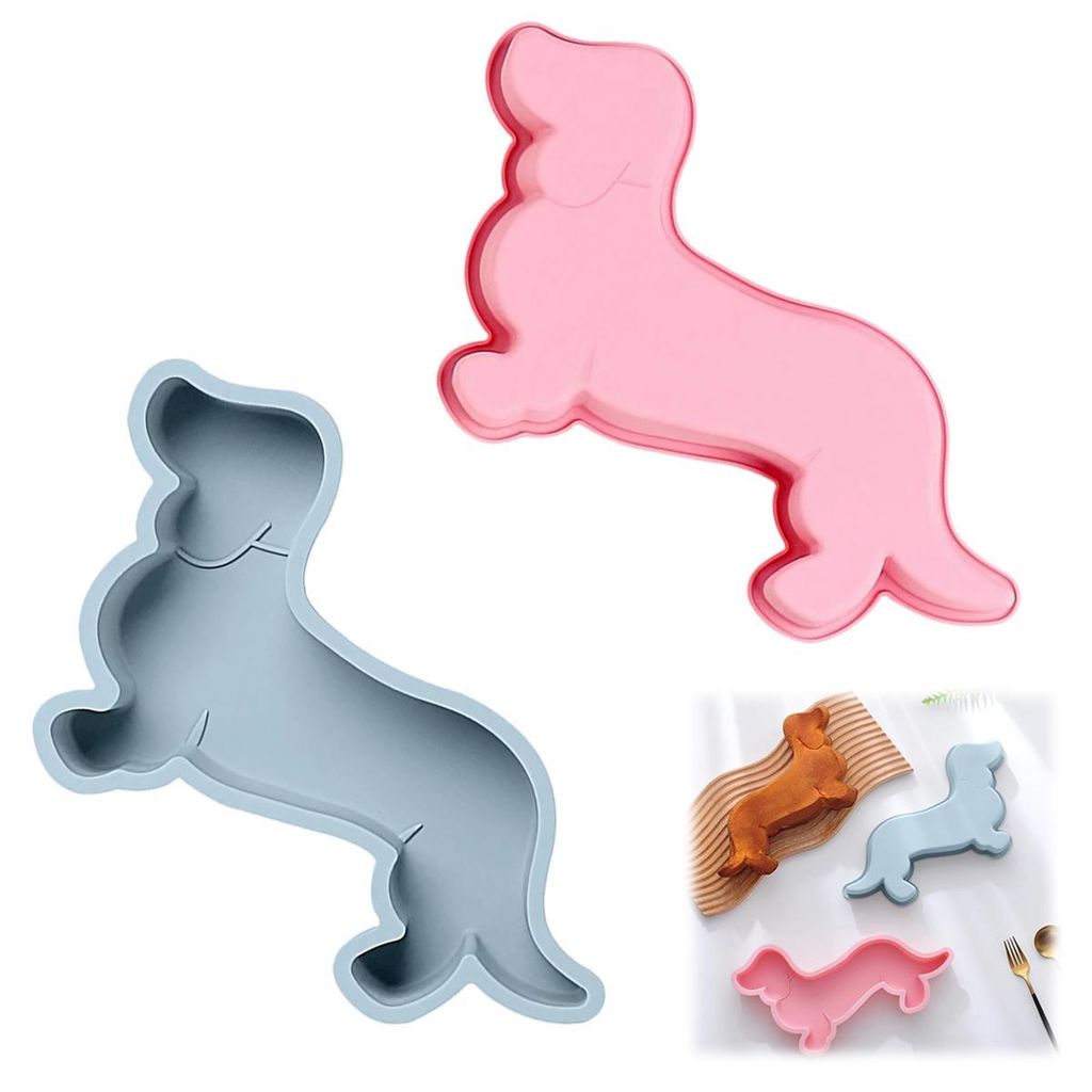 2 Stück Silikon-Kuchenform, Hunde-Geburtstagskuchenform Produktbild 