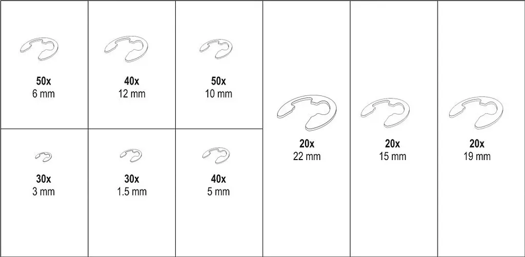 300 Anelli di Fermo E-Clip Acciaio 1,5-22mm per Meccanica Agricola - 2