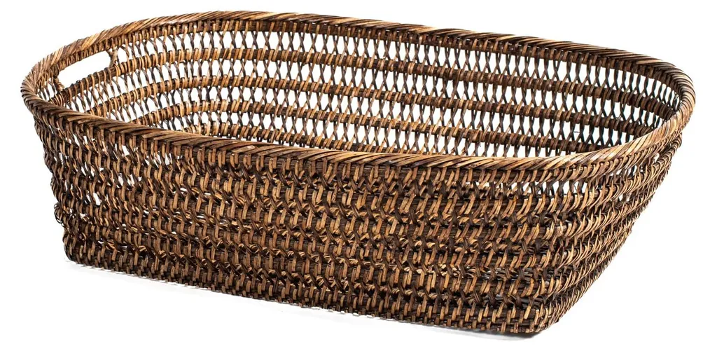 Corbeille de Rangement Rectangulaire en Rotin 47 cm - Style Traditionnel