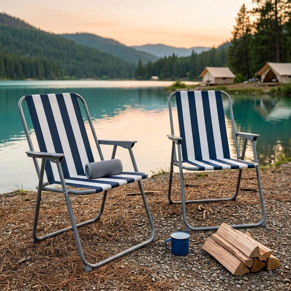 2er-Set Campingstuhl blau/weiss - klappbar, robust & Produktbild 