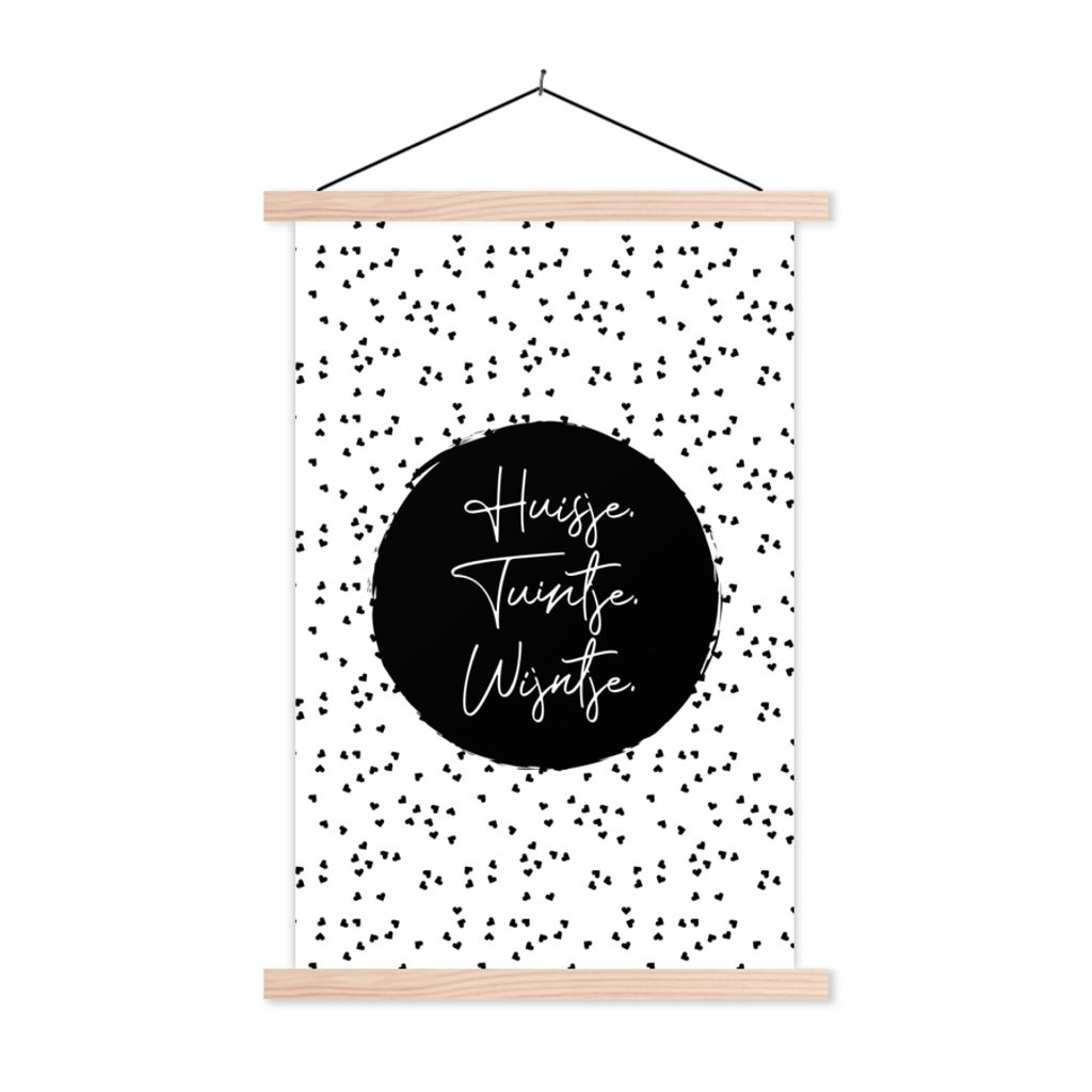 MuchoWow Textilposter Zitate - Cottage. Garten. Wein. - Wein - Text 120x180 cm mit holzfarbenen Rahmen - Textil-Plakat