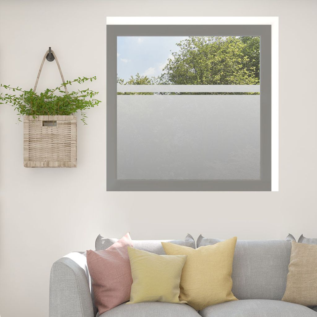 Fensterfolie Sichtschutzfolie Milchglasfolie Folie Fenster Fläche mit dünnem Streifen 90 cm x 58,5 cm