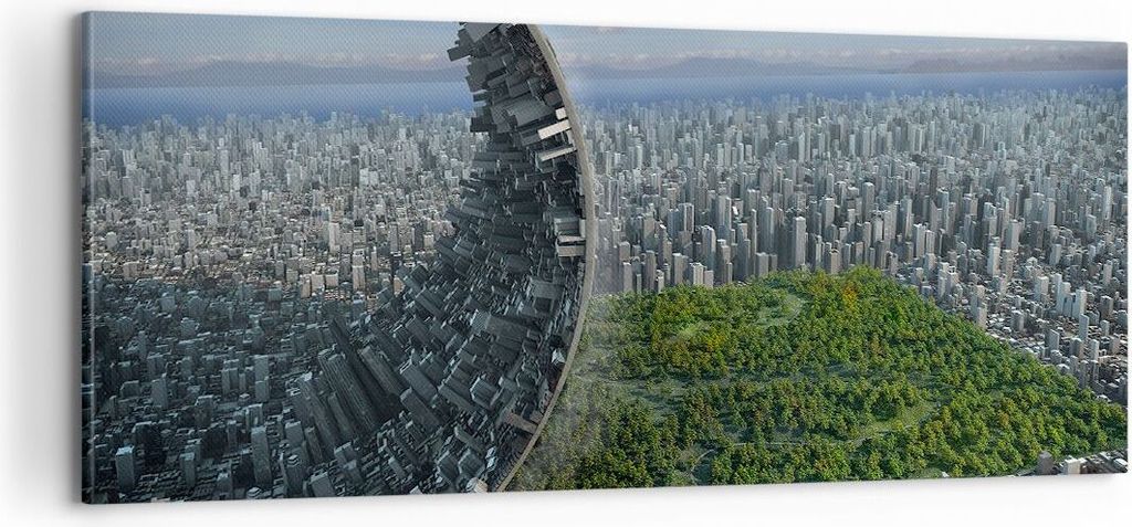 Bild auf Leinwand - Leinwandbild - Baum Park Abstraktion Stadt - 100x40cm - Wand Bild - Wanddeko - Leinwanddruck - Bilder - Kunstdruck - Wanddekora...
