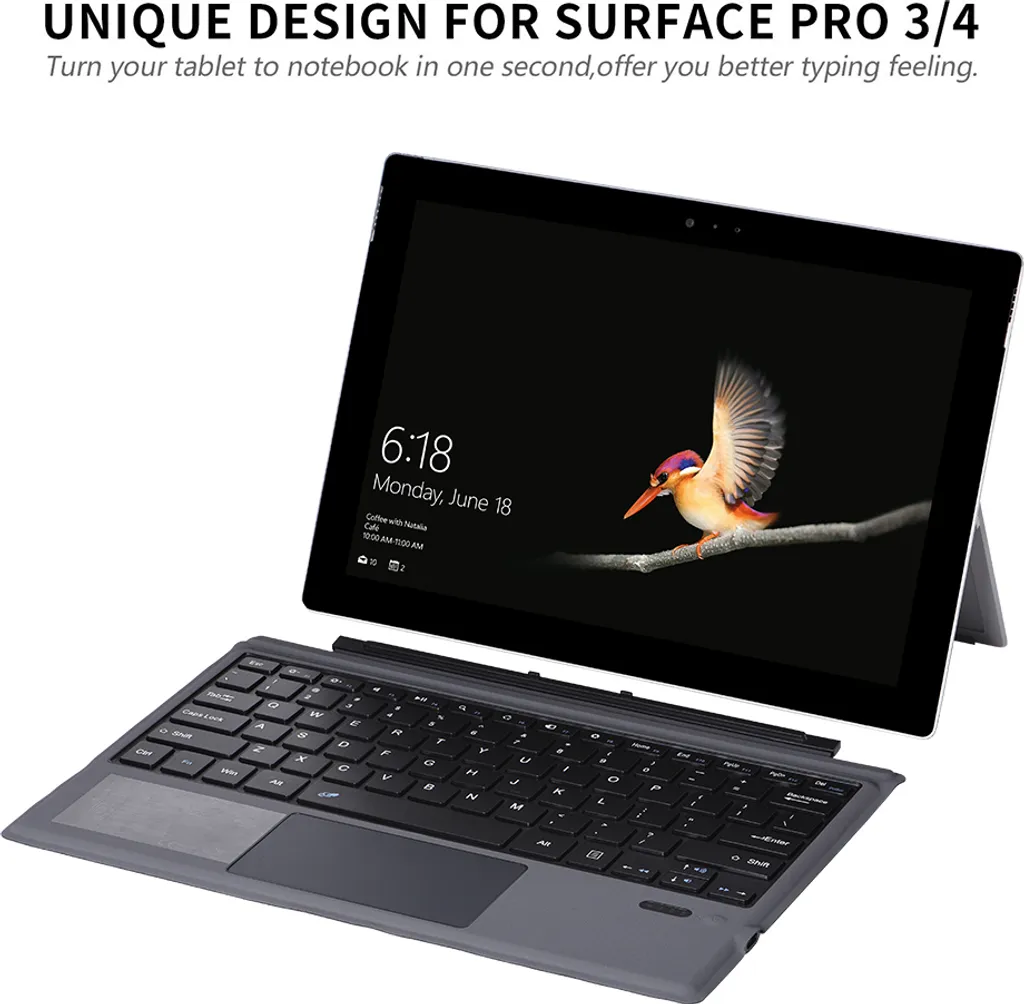Clavier Bluetooth Microsoft Surface Pro 3/4/5/6 en Alliage d'Aluminium - 4