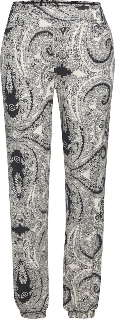 LASCANA Jerseyhose schwarz-creme bedruckt Größe 46