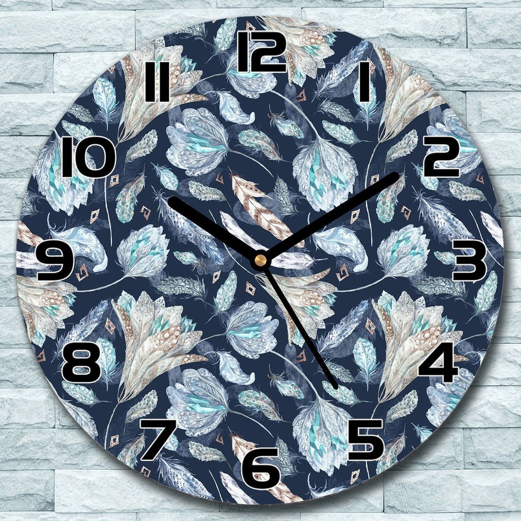 Wanduhr aus Glas Rund fi 30 Boho Chic Indigo Quarz Deko Schlafzimmer Büro