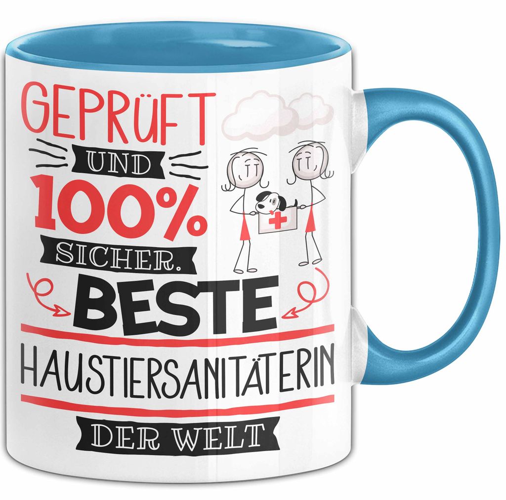 Beste Haustiersanitäterin Der Welt Tasse Geschenk für Eine Haustiersanitäterin Und Sicher Geschenkidee Geburtstag Weihnachten (Blau)
